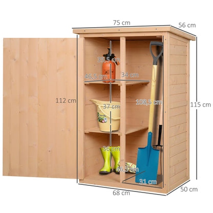 Outsunny Gartenschrank Holz Geräteschuppen 75x56x115cm Natur