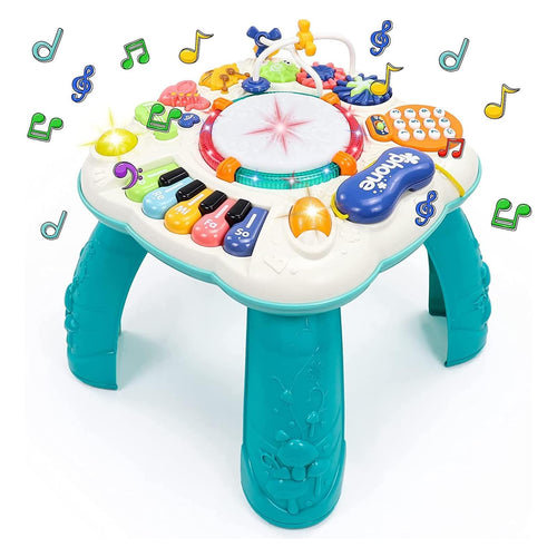 Fajiabao Musikspieltisch Baby 6 in 1 Musikspielzeug ab 1 Jahr mit Klaviertasten, Trommeln und Standbeinen