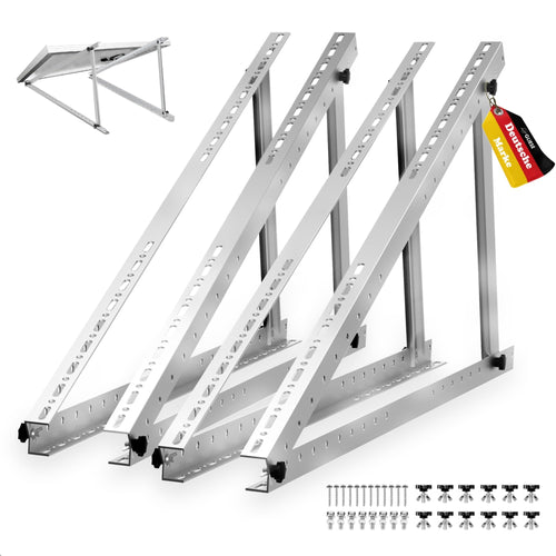 GLIESE Solarmodul Halterung 114 cm, 2er-Set, Aluminium, 0-90°, Montageschienen für Flachdach und Balkon
