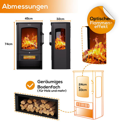 Tronitechnik® Panorama Elektrokamin - LED Flammen 1/2kW