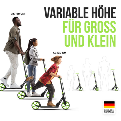 Apollo Phantom Pro City Scooter - XXL-Räder, faltbar, höhenverstellbar, Tretroller für Erwachsene, Kinder und Jugendliche, kompakter City-Roller