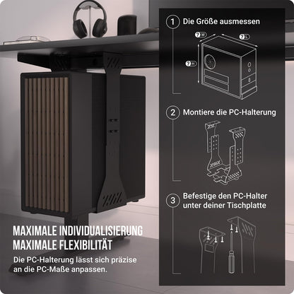 Ultimate Setup PC Halterung, unter Schreibtisch, bis 35 kg, schwarz