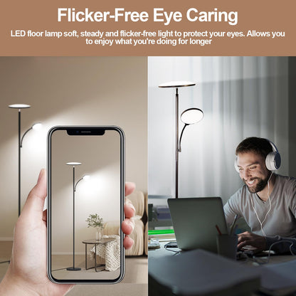 marctronic LED Deckenfluter Stehlampe - Dimmbar Leselampe