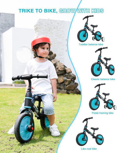 UBRAVOO Fit 'n Joy 4-in-1 Laufrad mit Pedalen und Stützrädern, Blau