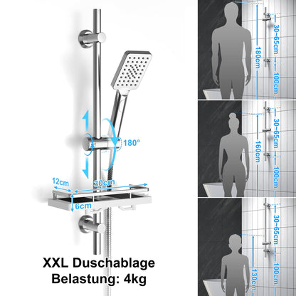 Görbach Brausestangen-Set mit Handbrause, Edelstahl, 70 cm, Chrom