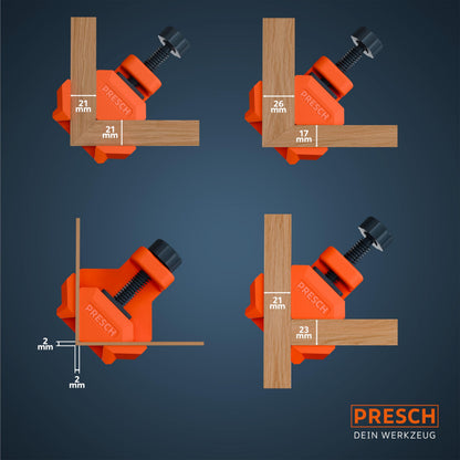 PRESCH Winkelspanner 8 Stk. Eckspanner 25 kg Spannkraft bis 26 mm