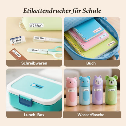 NIIMBOT D110 Bluetooth Etikettendrucker mit 3 Etikettenrollen, weiss