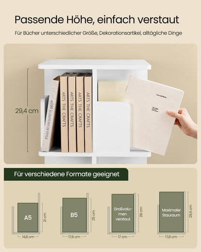 EUGAD Drehregal Bücherregal Raumteiler – 4 Ebenen MDF Weiss