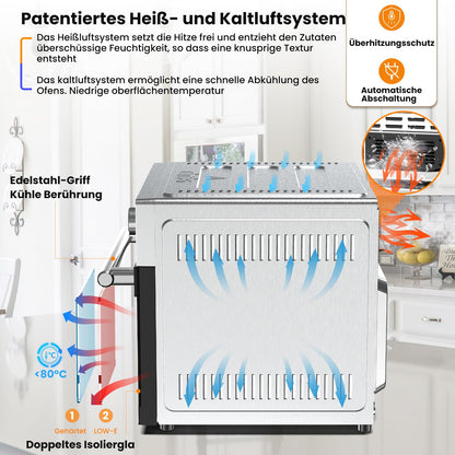 OIMIS Heissluftfritteuse Ofen Multifunktions-Airfryer – 30L