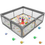 Palopalo Laufstall Baby Laufgitter 127x127cm - Dunkelgrau. Quadratisches Gitter. Bietet Babys sichere Spiel- und Ruhezone.