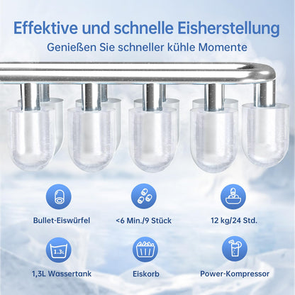 WIE Eiswürfelmaschine WI26EUB-C201, 9 Eiswürfel in 6 Minuten