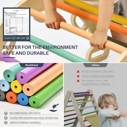 BlueWood 3-in-1 Montessori Indoor Kletterdreieck Set - Regenbogen