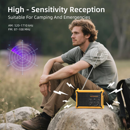 Mesqool CR1030 Solar-Kurbelradio, AM/FM Notfallradio mit Powerbank