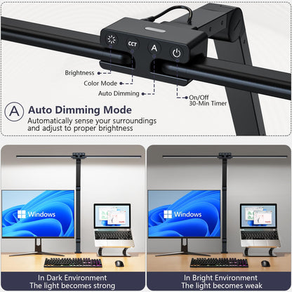 KableRika Doppelkopf Klemm-Schreibtischlampe – LED Dimmbar 80cm