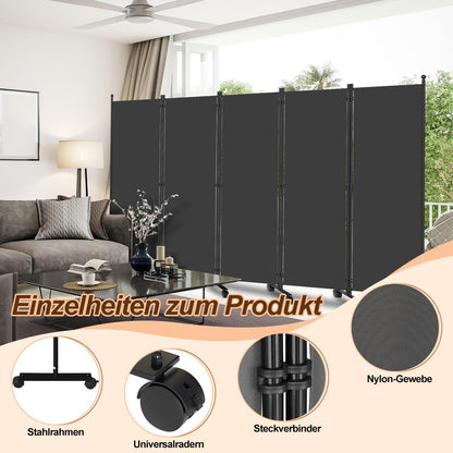 Vigevee Paravent Raumteiler klappbar 5-teilig Anthrazit