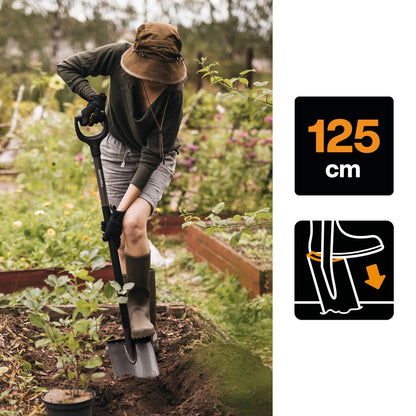 Fiskars Gärtnerspaten spitz, Ergonomic, Borstahl, 125 cm