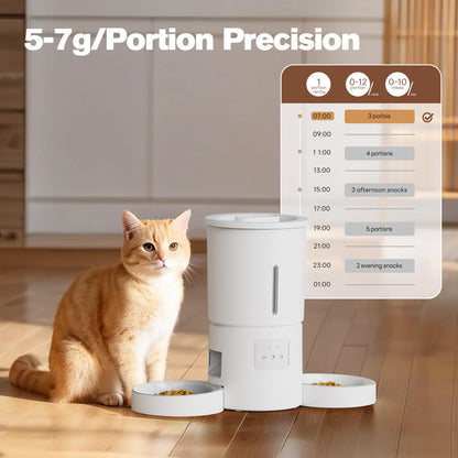 AONBOY Futterautomat Katze 2 Näpfe 5L mit App-Steuerung, Weiss