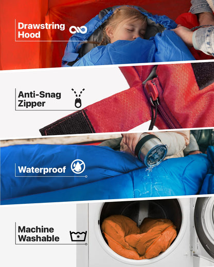 MalloMe Camping-Schlafsack für Erwachsene und Kinder