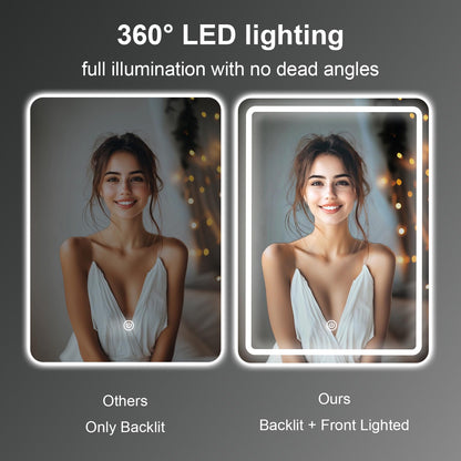 MYGIIVOVO Badspiegel mit LED-Beleuchtung, Touch-Schalter, 60x45 cm