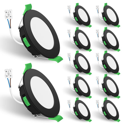 ALUSSO LED Einbaustrahler Dimmbar IP44 Schwarz – 12er Set