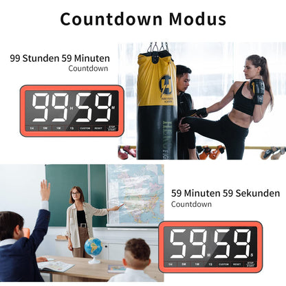 VOCOO Küchentimer digital, 19,8 cm LED-Anzeige, Magnet, Schwarz-Orange