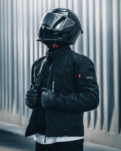 RIDEIRON Motorradjacke Herren Allwetter Schutz - Schwarz S