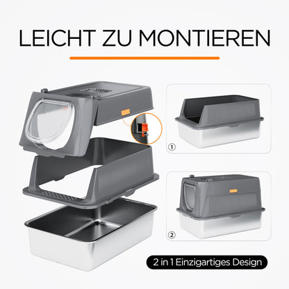 Citylife Edelstahl Katzenklo mit Deckel XXL – Geschlossen