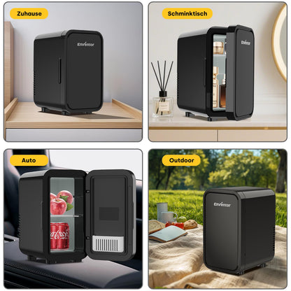 Enventor Mini-Kühlschrank 6 Liter, Kühl- und Wärmefunktion, Schwarz