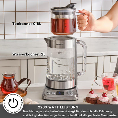 Karaca X Refika XL Automatischer Teekocher Caydanlik - Chrom