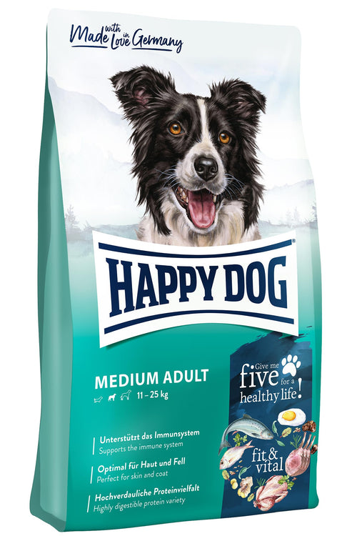 Happy Dog Supreme fit & vital Medium Adult Hunde-Trockenfutter 12 kg, weizenfrei, für mittelgrosse Hunde