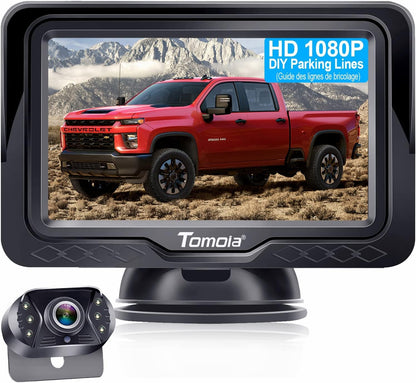Tomoia T1 Rückfahrkamera Set mit 4,3 Zoll LCD Monitor, HD 1080P, IP69 und Nachtsicht-LEDs