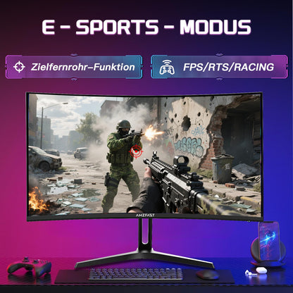 Amzfast AMZG24C1 Gaming Monitor Curved - 24 Zoll 180Hz