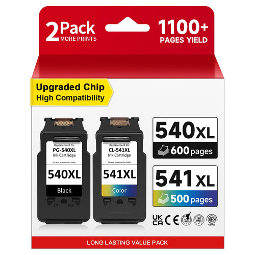 InkYeah PG-540 XL CL-541 XL Tintenpatronen Multipack für Canon Pixma, 2er-Pack mit schwarzer und dreifarbiger Patrone