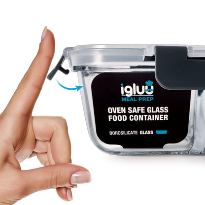 Igluu Meal Prep Glas-Frischhaltedosen, 5er-Set, 1050 ml, auslaufsicher