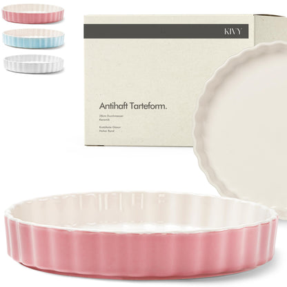 KIVY Tarteform Keramik rund 28 cm – antihaftbeschichtete Quicheform mit hohem Rand