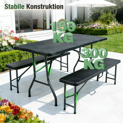 Sekey Bierzeltgarnitur klappbar, Kunststoff, 180 cm, schwarz