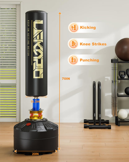 LEKÄRO freistehender Kickboxsack Erwachsene - Schwarz Gold