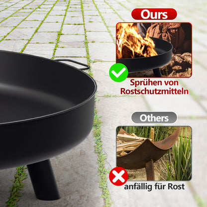 SWANEW Feuerschale Ø82.5cm – Eisen-Feuerstelle mit Griffen