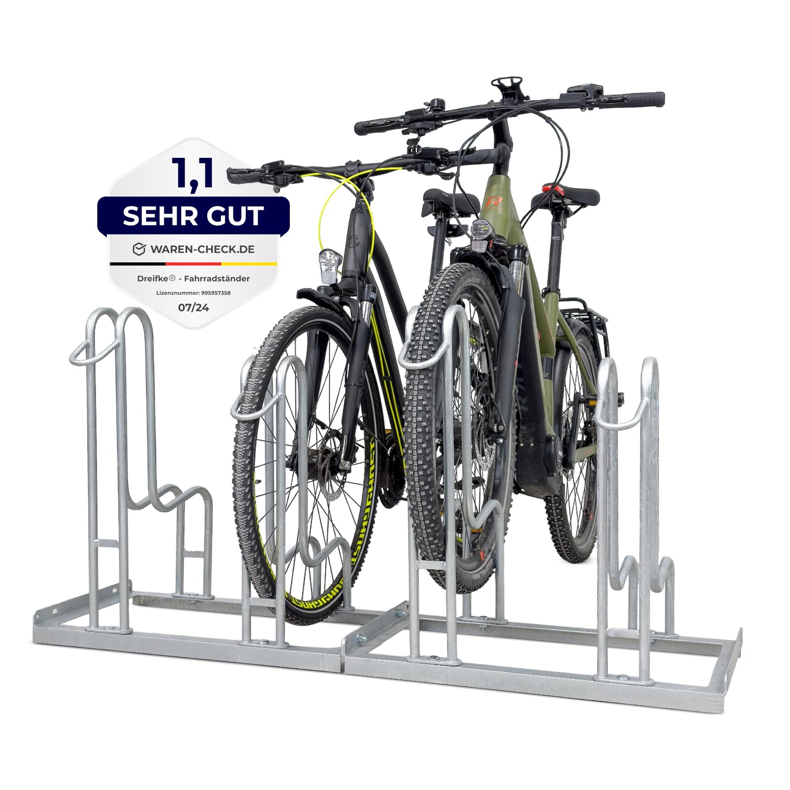 Dreifke Standparker Wyk Fahrradständer für 4 Räder einseitig. Verzinkter Stahl, 4 Radhalterungen zum stabilen Fahrradparken.