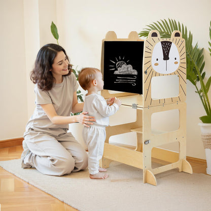 labebe Lernturm Montessori Klappbar 2-in-1 Gross mit Boards