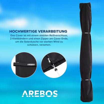 Arebos Solardusche 40 L mit Thermometer und Fussdusche, Silber