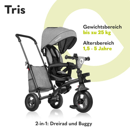 Lionelo Tris 2in1 Dreirad Buggy faltbar – Sitz 180° drehbar
