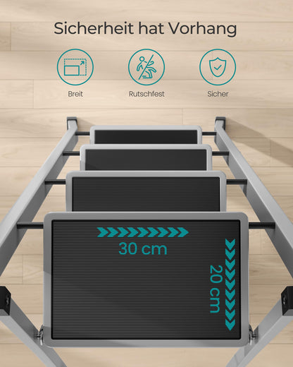 SONGMICS Trittleiter 4 Stufen, Klapptritt bis 150 kg, Taubengrau