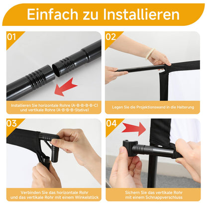 VISULAPEX 100" Beamer Leinwand 16:9 4K HD mit Stativ Tragbar