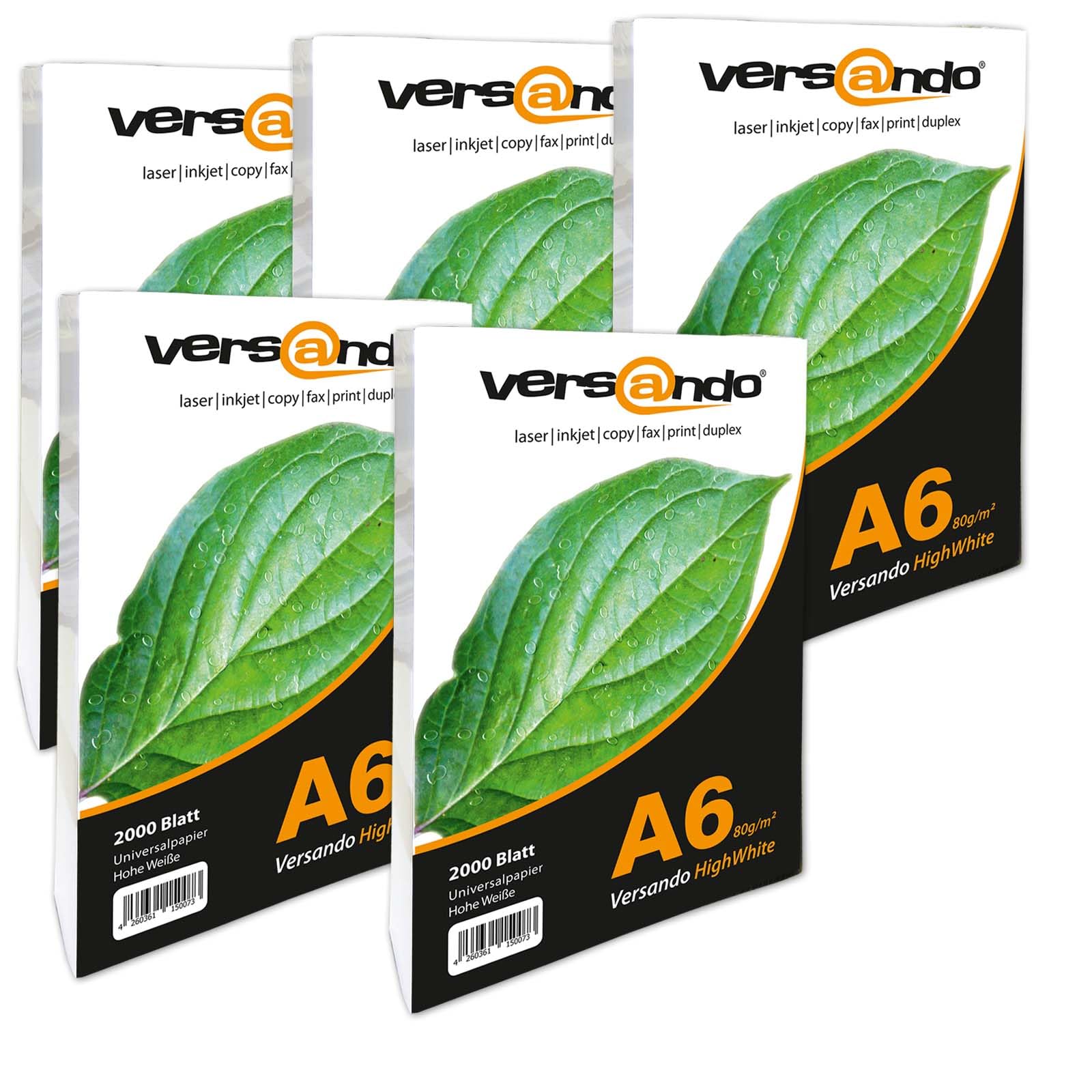 versando Kopierpapier DIN A6 HighWhite 80, 10000 Blatt hochweiss im Karton