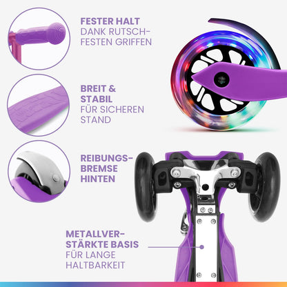 Fun Pro ONE Roller, der Sichere Premium Roller Kinder ab 3 Jahre, LED Räder, faltbar, ab Kleinkind Junge Mädchen, Kinderroller, 3 4 5 6 Jahre