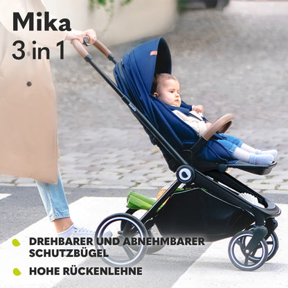 LIONELO Mika 3in1 Kinderwagen Set Babyschale - Blue Navy