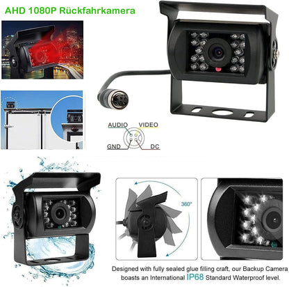 ANDUBEST Rückfahrkamera Set mit 7 Zoll Monitor, AHD 1080P, IP68