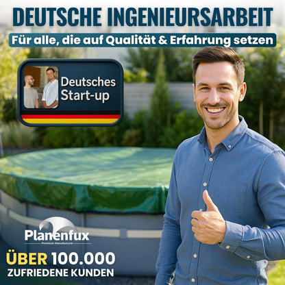 Planenfux® Poolabdeckung rund Ø 700 cm – Solarplane 2-in-1 Ø 820 cm