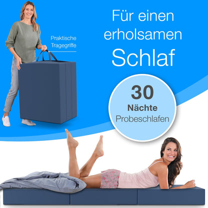 ELONEO Klappmatratze Gästematratze - Blau 75x195x15cm